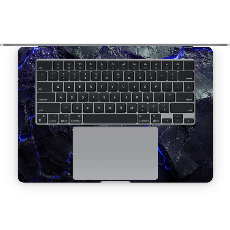 Apple MacBook Decal Skin Sticker: Carbon Rock Glow Blue