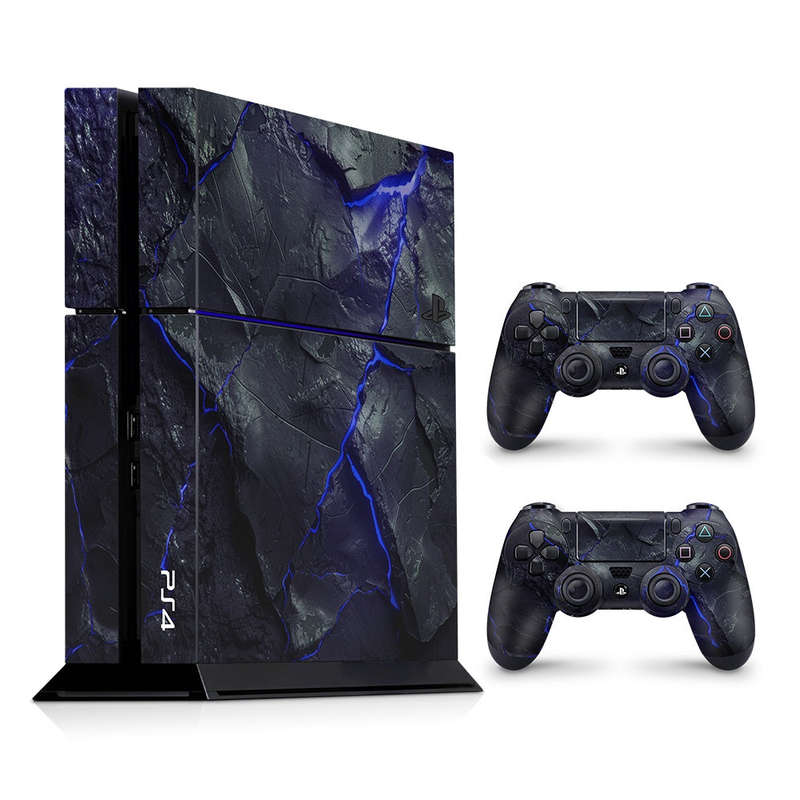 Decal Skin Sticker for PS4: Carbon Rock Glow Blue