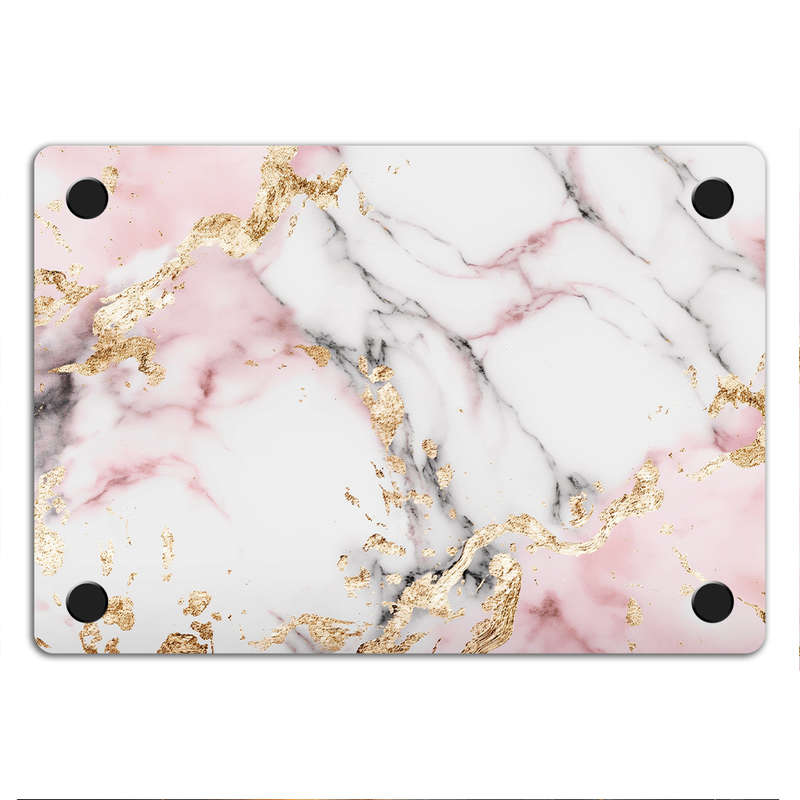 Apple MacBook Decal Skin Sticker: White and Light Pink Marble with Gold Foil