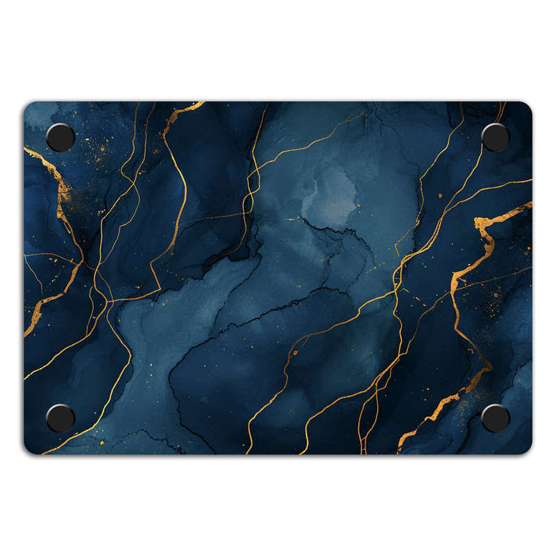 Apple MacBook Decal Skin Sticker: Dark Blue Marble Gold Veins
