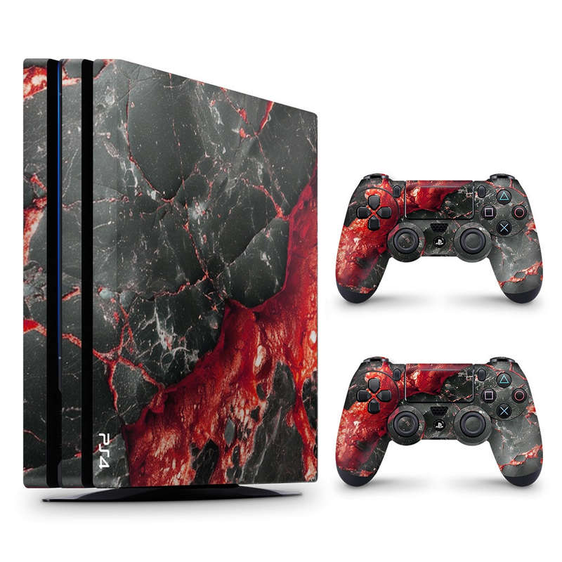Decal Skin Sticker for PS4 Pro: Carbon Stone Red