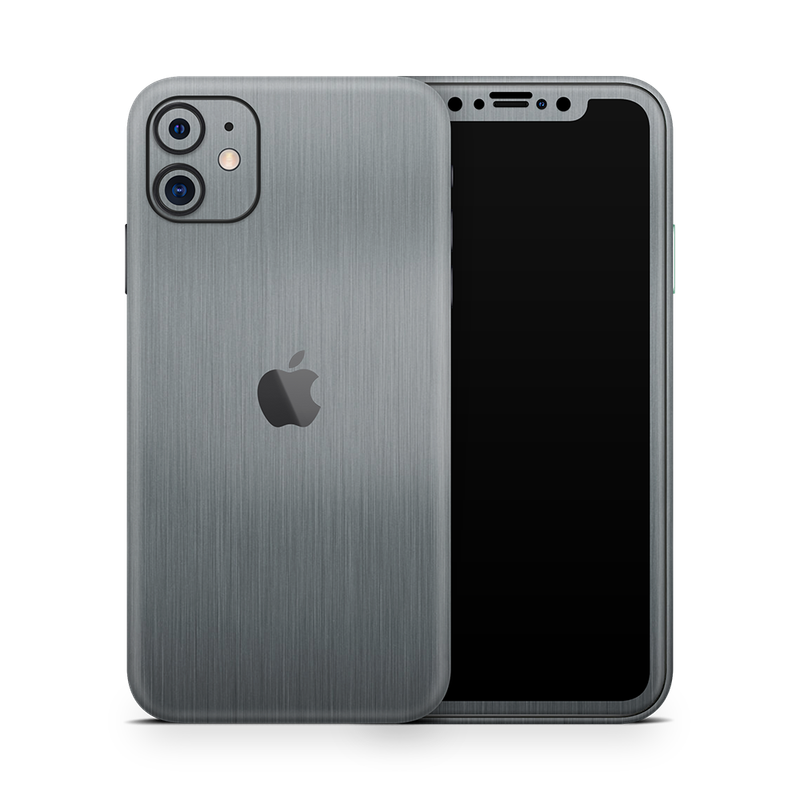 SkinNit Decal Sticker Skin Apple iPhone 11 Brushed Aluminum (Decal Skin)