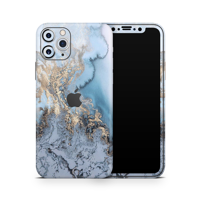 SkinNit Decal Sticker Skin Apple iPhone 11 Pro Max Marble Arctic Blue (Decal Skin)