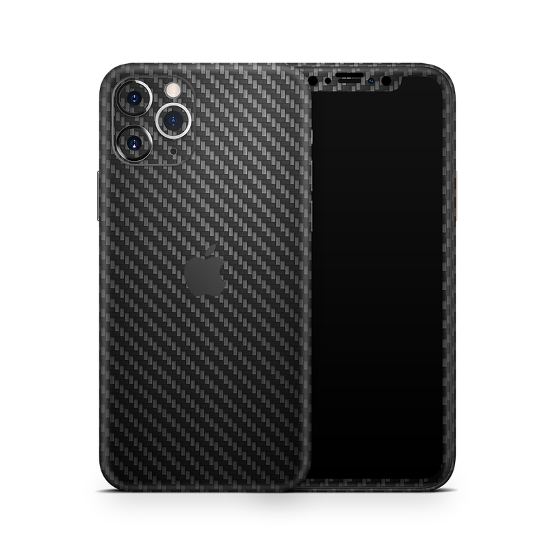 SkinNit Decal Sticker Skin Apple iPhone 11 Pro Max Carbon Fiber Black (Decal Skin)