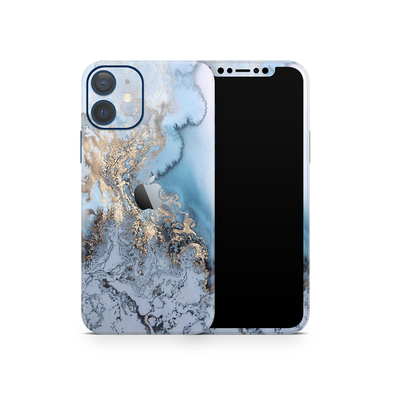 SkinNit Decal Sticker Skin Apple iPhone 12 Mini Marble Arctic Blue (Decal Skin)