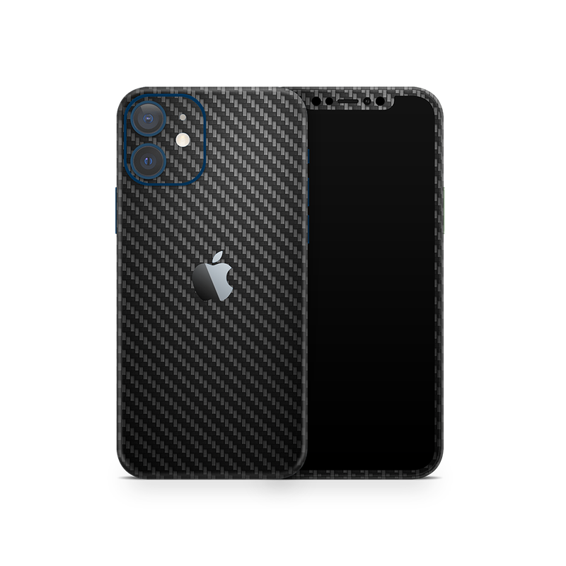 SkinNit Decal Sticker Skin Apple iPhone 12 Mini Carbon Fiber Black (Decal Skin)