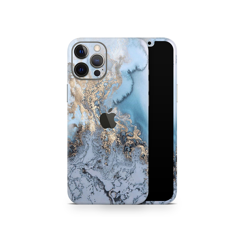 SkinNit Decal Sticker Skin Apple iPhone 12 Pro Marble Arctic Blue (Decal Skin)