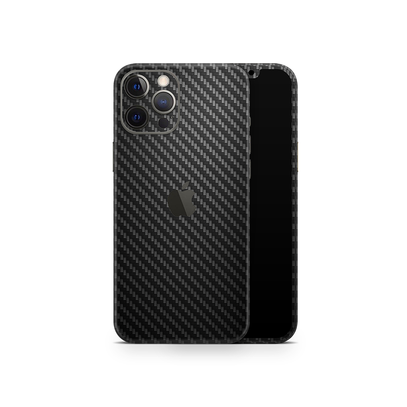 SkinNit Decal Sticker Skin Apple iPhone 12 Pro Carbon Fiber Black (Decal Skin)