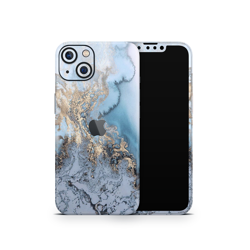 SkinNit Decal Sticker Skin Apple iPhone 13 Mini Marble Arctic Blue (Decal Skin)