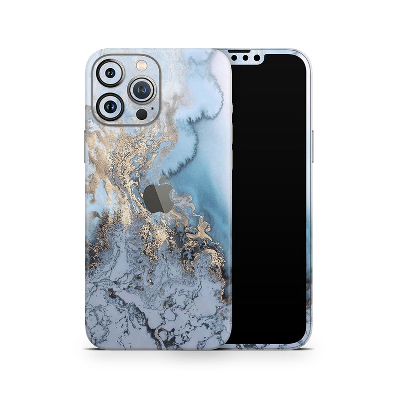 SkinNit Decal Sticker Skin Apple iPhone 13 Pro Max Marble Arctic Blue (Decal Skin)
