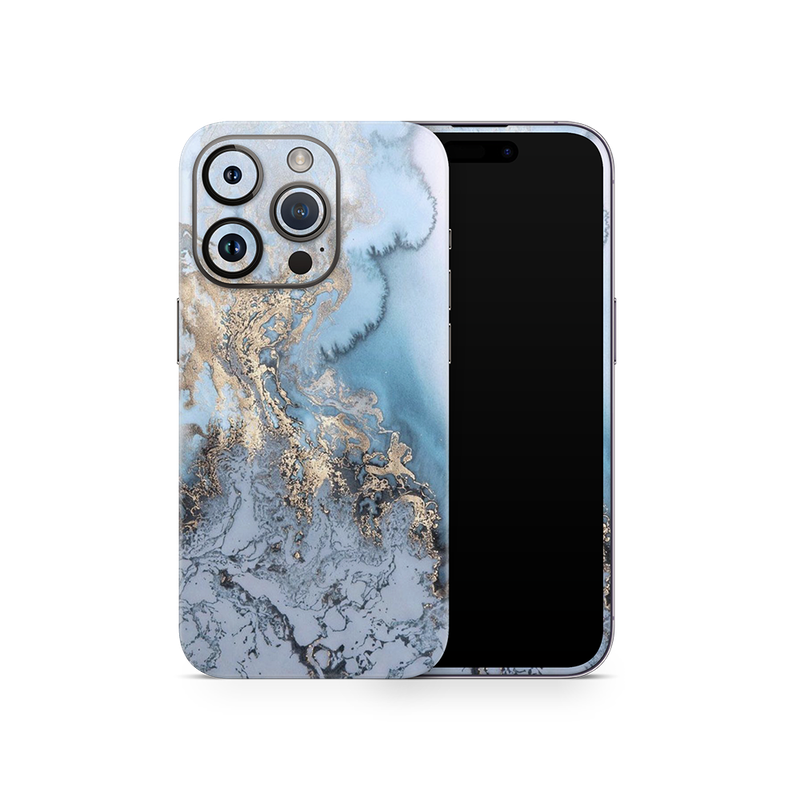 SkinNit Decal Sticker Skin Apple iPhone 15 Pro Max Marble Arctic Blue