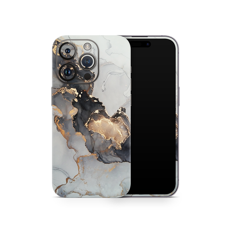 SkinNit Decal Sticker Skin Apple iPhone 15 Pro Max Marble White Gold