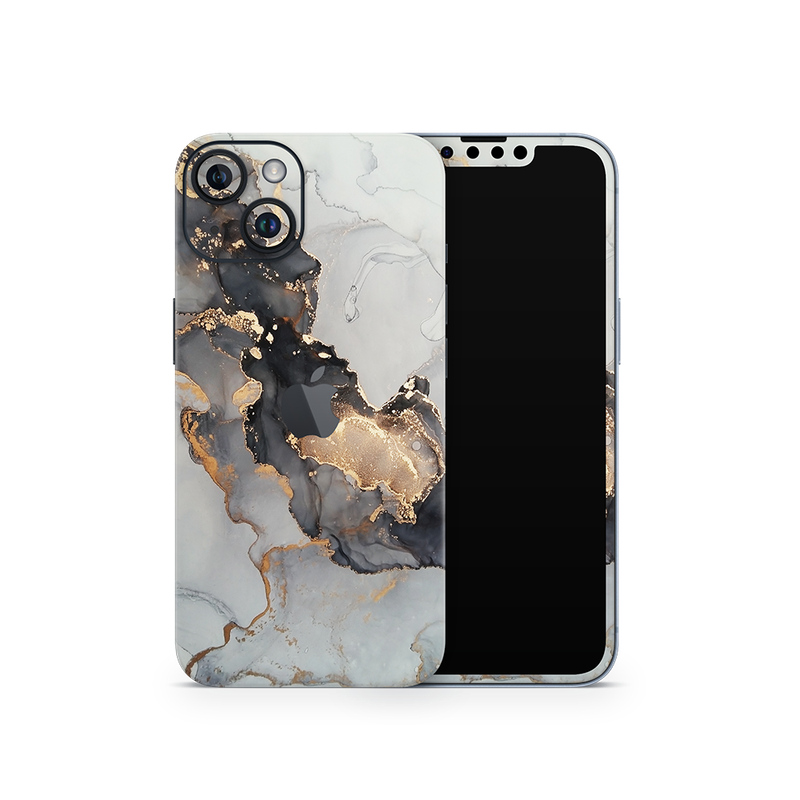 SkinNit Decal Sticker Skin Apple iPhone 15 Marble White Gold