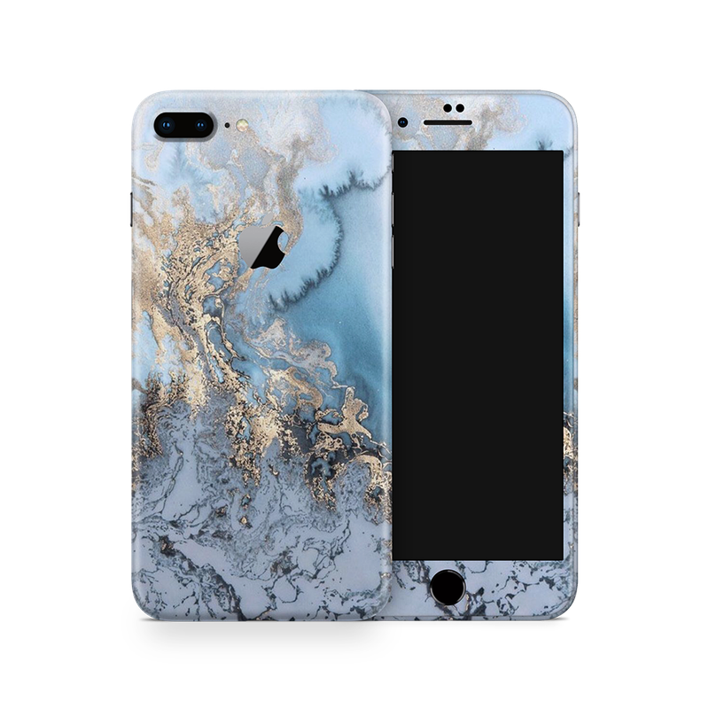 SkinNit Decal Sticker Skin Apple iPhone 8 Plus Marble Arctic Blue (Decal Skin)