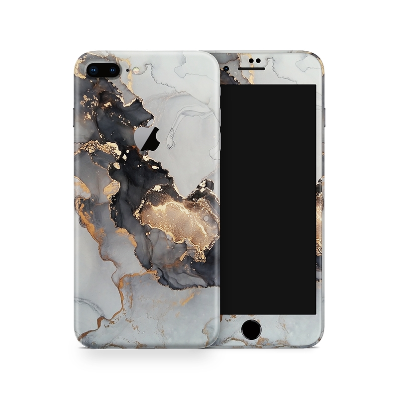 SkinNit Decal Sticker Skin Apple iPhone 8 Plus Marble White Gold (Decal Skin)