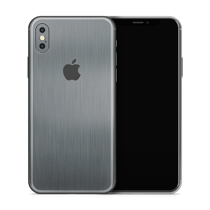 SkinNit Decal Sticker Skin Apple iPhone XS Brushed Aluminum (Decal Skin)