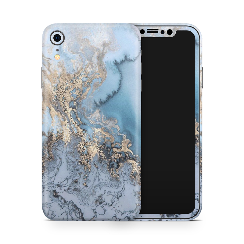 SkinNit Decal Sticker Skin Apple iPhone XR Marble Arctic Blue (Decal Skin)