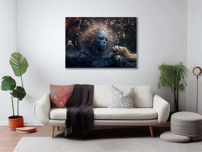 Canvas Wall Art: Cybernetic Dreamscape - Sci-Fi Canvas Print