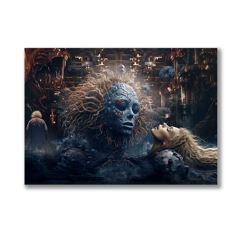 Canvas Wall Art: Cybernetic Dreamscape - Sci-Fi Canvas Print