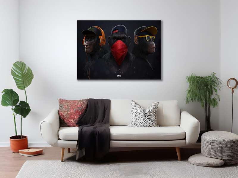 Canvas Wall Art: The 3 Wise Monkeys Wildlife Canvas Print