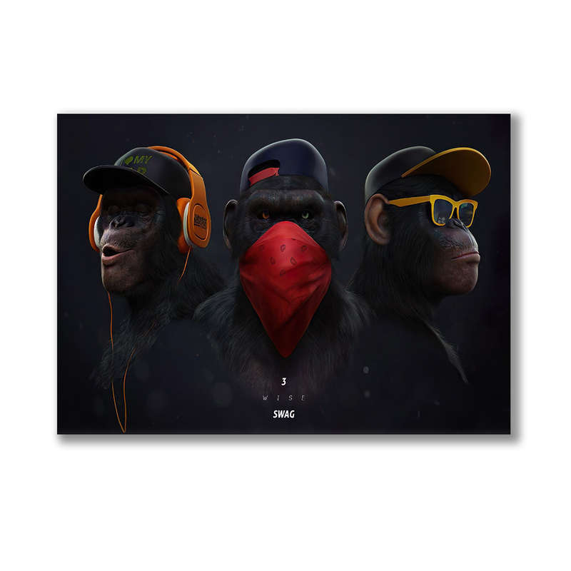 Canvas Wall Art: The 3 Wise Monkeys Wildlife Canvas Print
