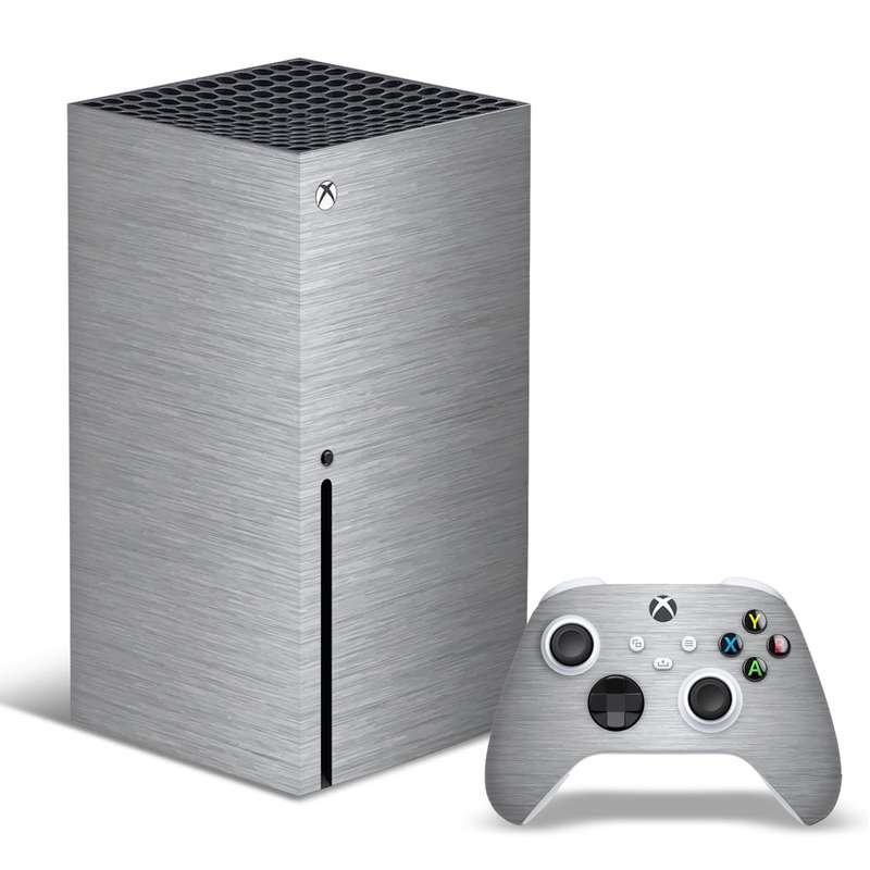 SkinNit Decal Sticker Skin For Xbox Series X: Brushed Steel (Textured)