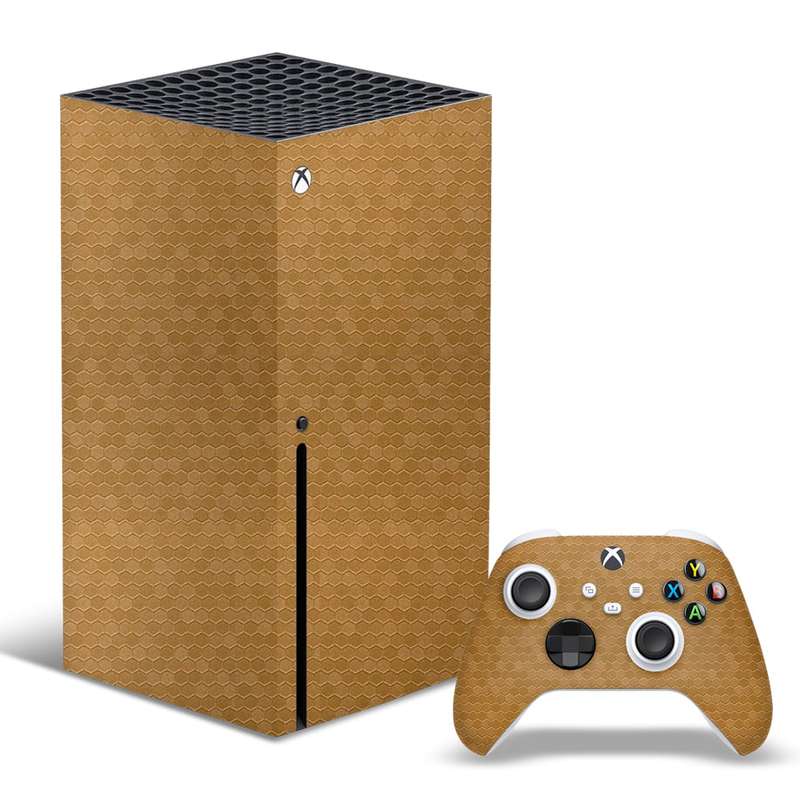 SkinNit Decal Sticker Skin For Xbox Series X: HoneyComb Gold (Textured)