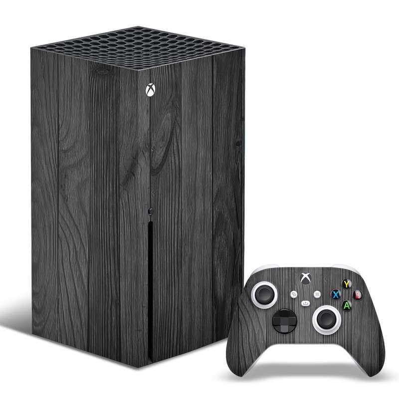 SkinNit Decal Sticker Skin For Xbox Series X: Black Wood