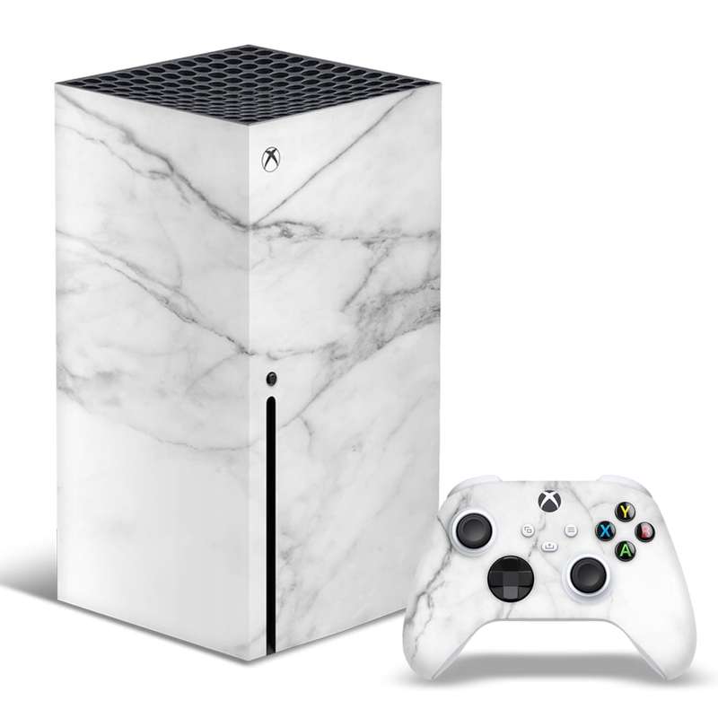 SkinNit Decal Sticker Skin For Xbox Series X: White Marble