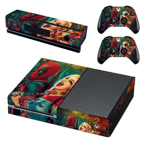 SkinNit Decal Sticker Skin For Xbox One: Deadpool + Harley Quinn