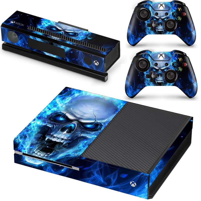SkinNit Decal Sticker Skin For Xbox One: Blue Skull