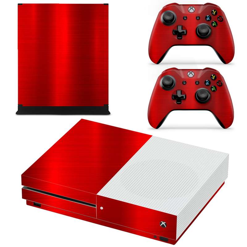 SkinNit Decal Sticker Skin For Xbox One S: Chrome Red (Textured)