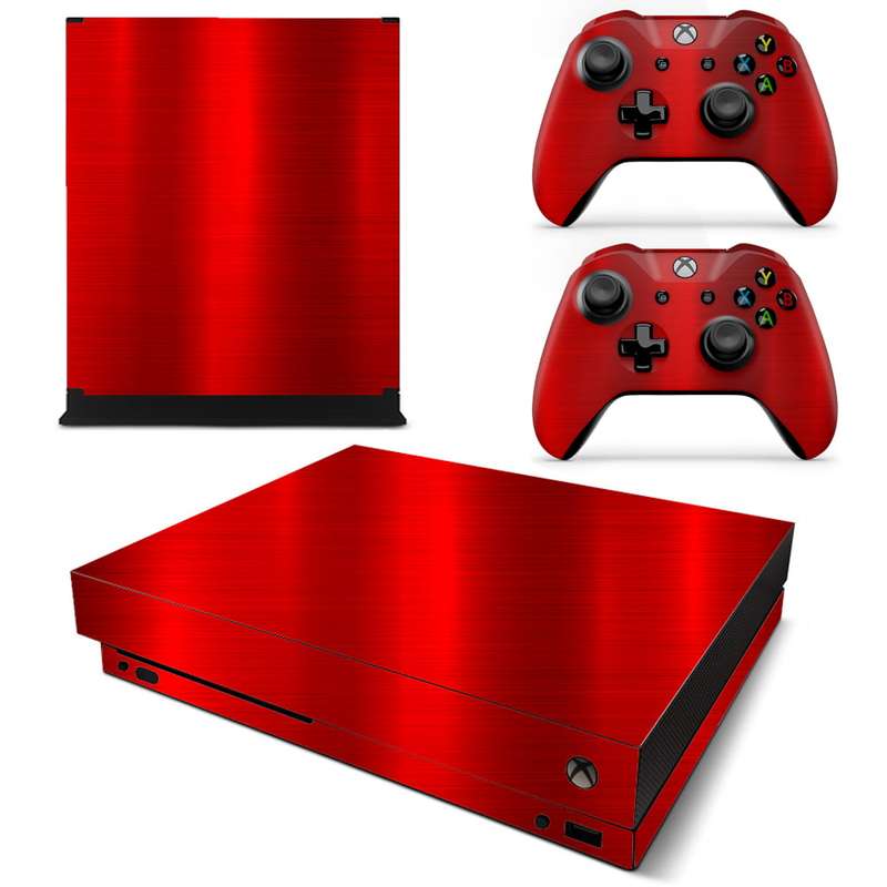 SkinNit Decal Sticker Skin For Xbox One X: Chrome Red (Textured)