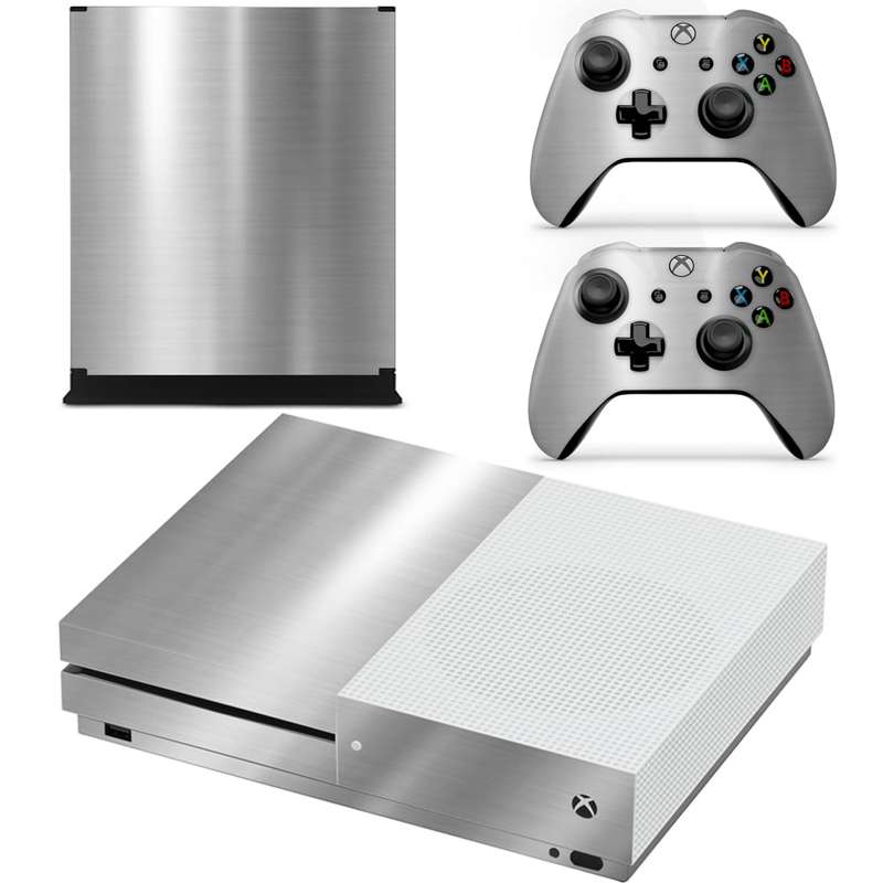 SkinNit Decal Sticker Skin For Xbox One S: Chrome Silver (Textured)