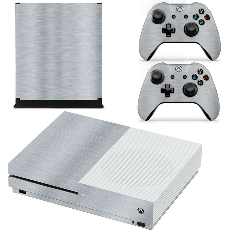 SkinNit Decal Sticker Skin For Xbox One S: Brushed Aluminum (Textured)