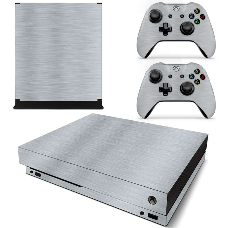 SkinNit Decal Sticker Skin For Xbox One X: Brushed Aluminum (Textured)