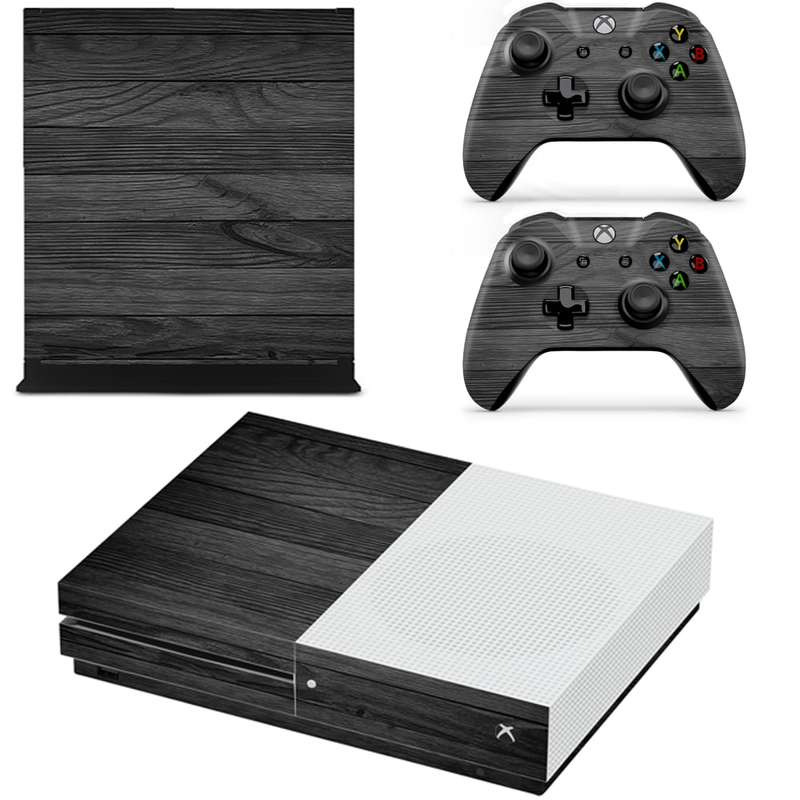 SkinNit Decal Sticker Skin For Xbox one S: Black Wood
