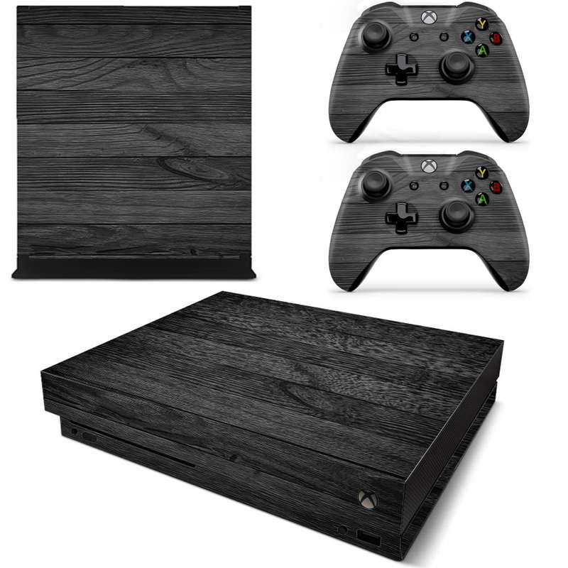 SkinNit Decal Sticker Skin For Xbox one X: Black Wood