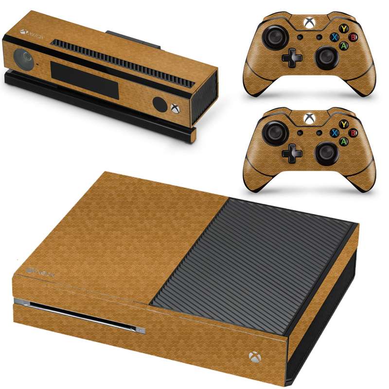 SkinNit Decal Sticker Skin For Xbox one: HoneyComb Gold (Textured)