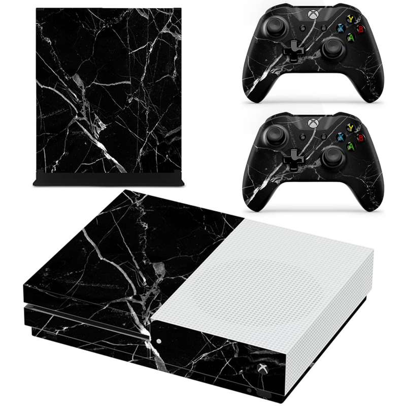 SkinNit Decal Sticker Skin For Xbox one S: Black Marble
