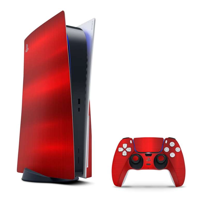 SkinNit Decal Sticker Skin For PS5: Chrome Red (Textured)