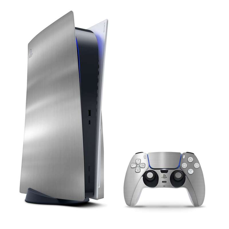 SkinNit Decal Sticker Skin For PS5: Chrome Silver (Textured)