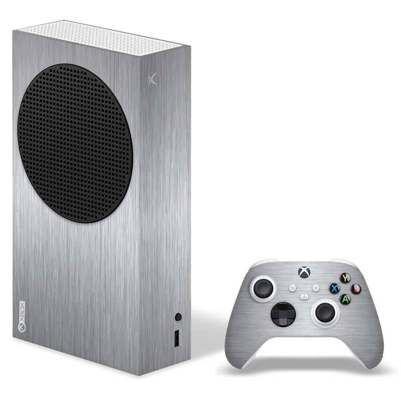 SkinNit Decal Sticker Skin For Xbox Series S: Brushed Steel (Textured)