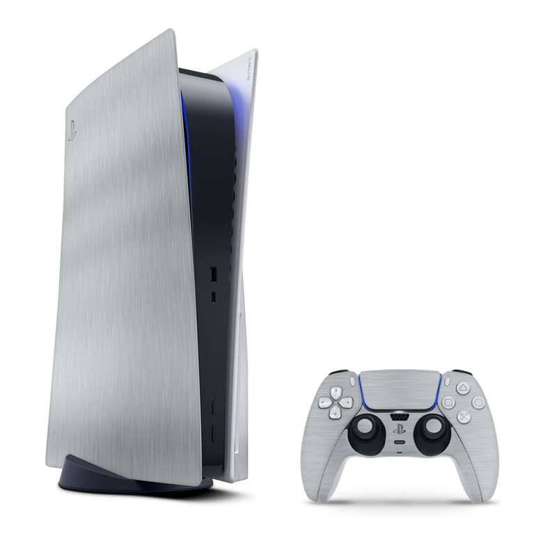 SkinNit Decal Sticker Skin For PS5: Brushed Aluminum (Textured)