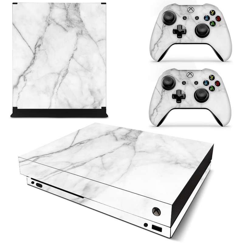 SkinNit Decal Sticker Skin For Xbox one X: White Marble