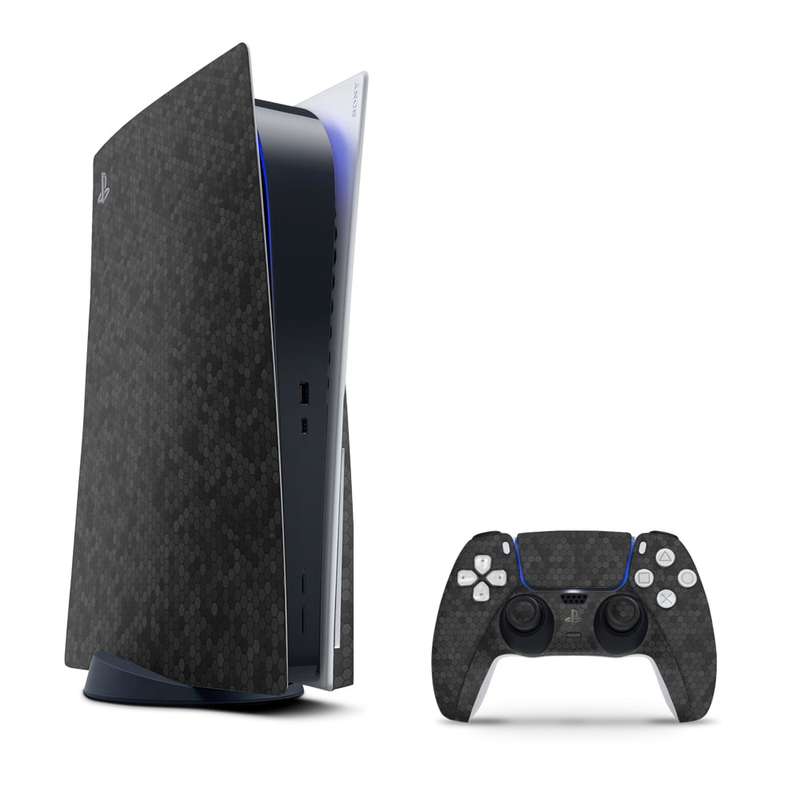 SkinNit Decal Sticker Skin For PS5: HoneyComb Black (Textured)