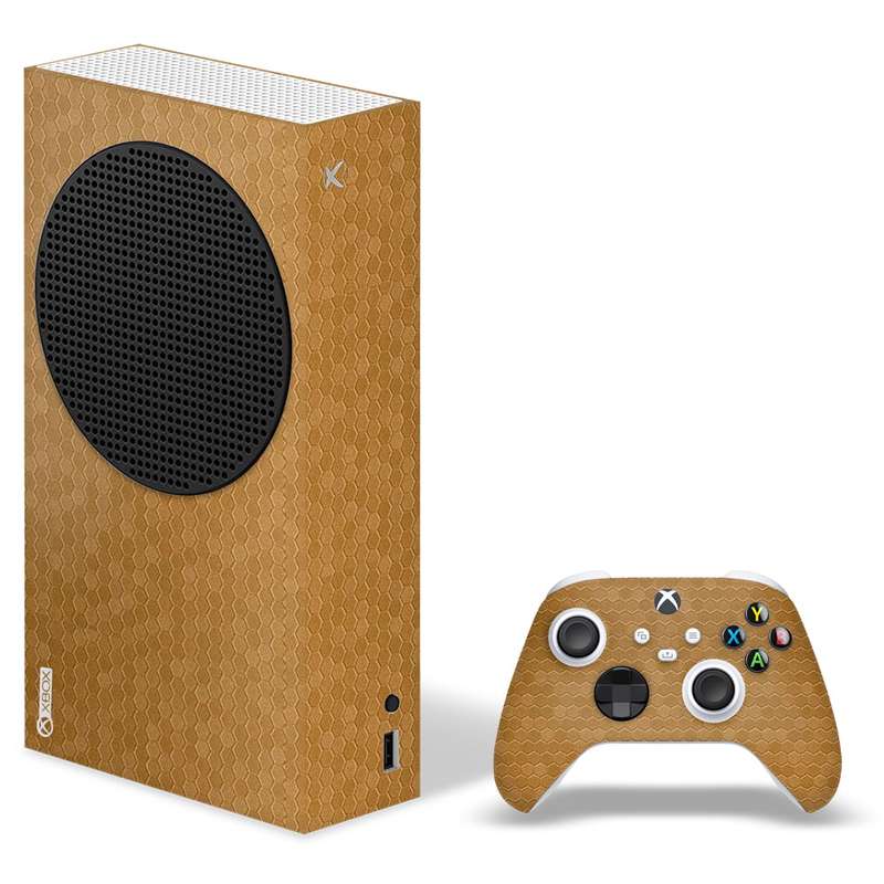 SkinNit Decal Sticker Skin For Xbox Series S: HoneyComb Gold (Textured)