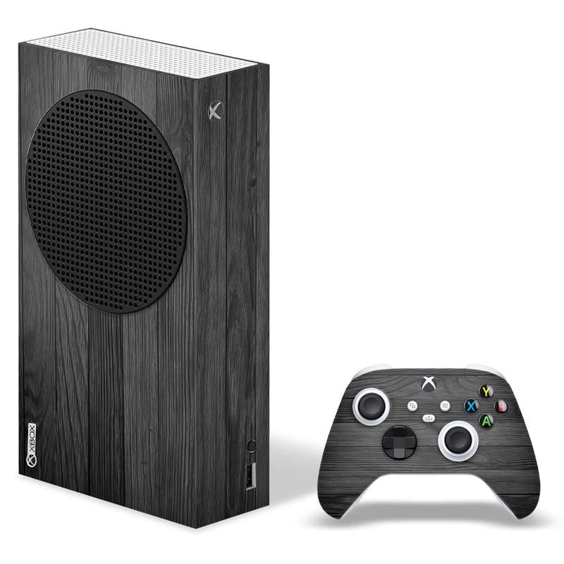 SkinNit Decal Sticker Skin For Xbox Series S: Black Wood