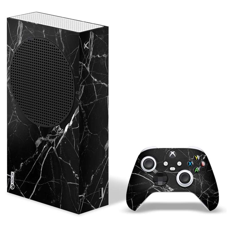 SkinNit Decal Sticker Skin For Xbox Series S: Black Marble 2024