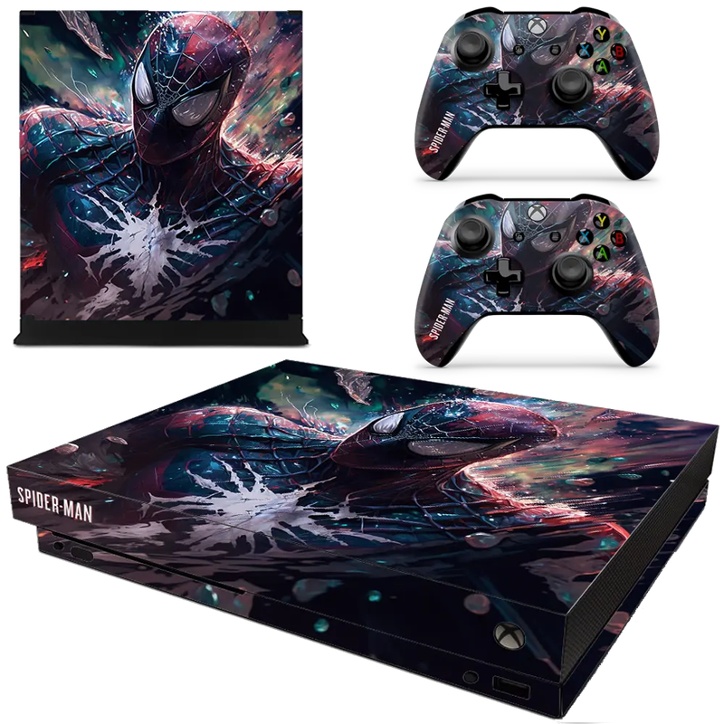 SkinNit Decal Sticker Skin For Xbox One X: Spider-Man (Spider-Verse)